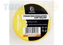 Toolzone Yellow Pvc Insulation Tape 19Mm X 20M