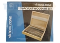 Toolzone 16Pc Flat Bit Set In Wood Box