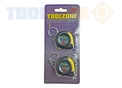 Toolzone 2Pc 1M Tape Measure Abs Shell