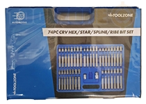 Toolzone 74Pc Crv Hex/Star/Spline/Ribe Bit Set