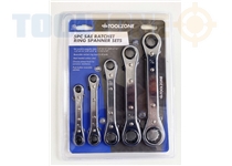 Toolzone 5Pc Af Flat Ratchet Ring Spanners
