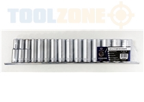 Toolzone 15Pc 3/8" Deep Crv Sockets On Rail