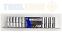 Toolzone 15Pc 1/2" Deep Crv Sockets On Rail