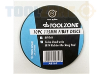 Toolzone 10Pc 60Grit Fibre Sanding Discs