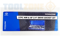 Toolzone 27Pc Mm & Af 3/4" Dr. Socket Set 12Pt